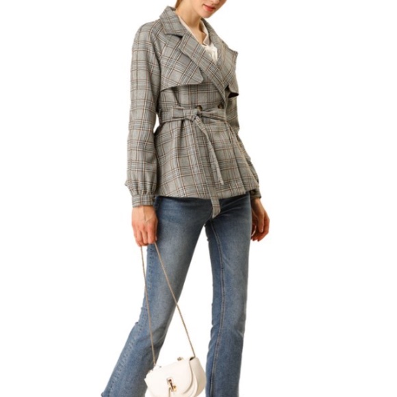 Allegra K - Plaid Jacket/Blazer Button Belted - L - Picture 5 of 16